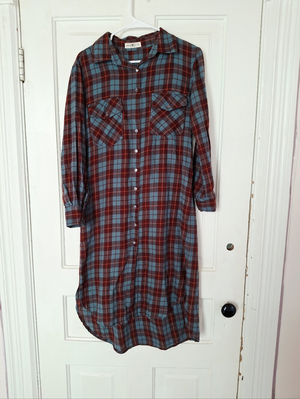 Natural Life Plaid Flannel XS Boho Winter Southwestern Country Aesthetic Dress - Picture 2 of 5
